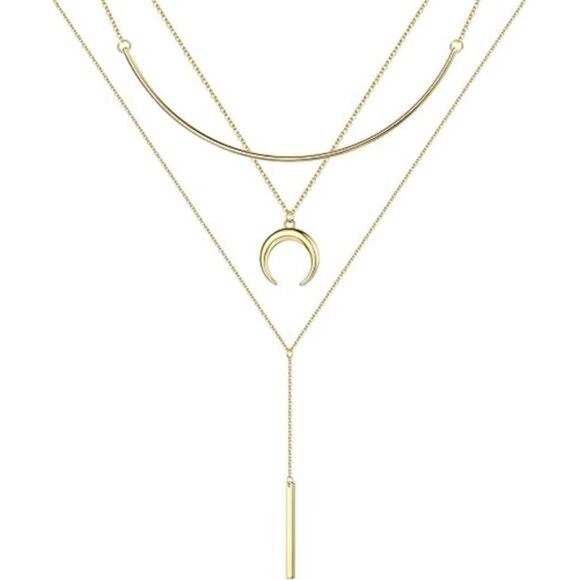 Gold Layered Necklaces for Women - 14K Gold Plated Handmade Multilayer - Picture 7 of 7